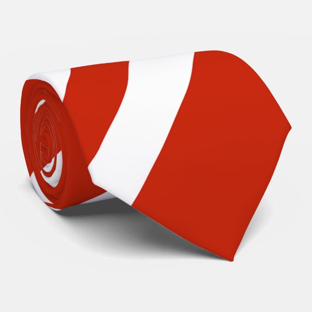 Gravata Gravação/Vermelho e Listras Brancas (Rolled)