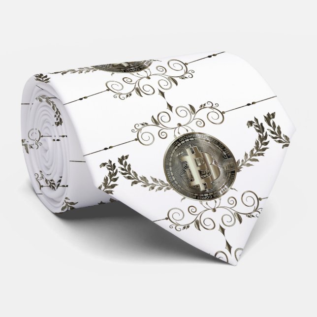 Gravata Gravador de Moeda Dourada Bitmoney (Rolled)
