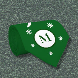 Gravata Gravador de Monograma de Energia da Flor Verde Eme