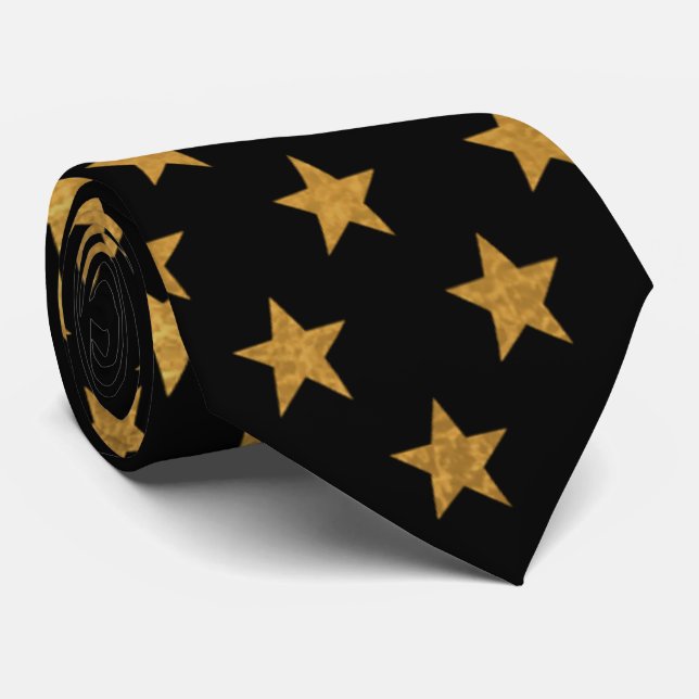 Gravata Gravador Dourado de Estrelas do Luxury (Rolled)