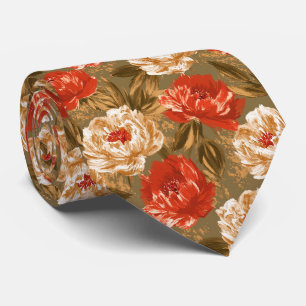 Gravata Gravuras de Peônias Empresário Floral Casamento