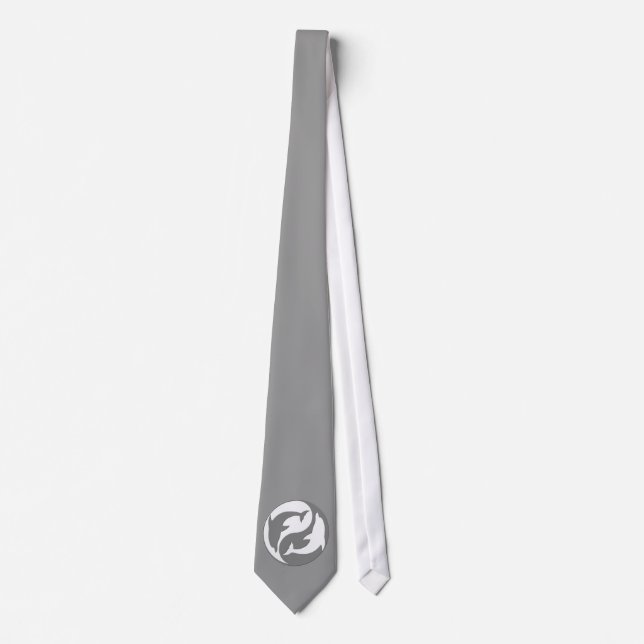 Gravata Gray And White Yin Yang Dolphins Tie (Frente)