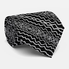 Gravata Gray On Black Curvy Twisty Line Drawing Pattern