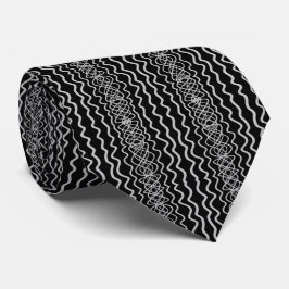 Gravata Gray On Black Curvy Twisty Line Drawing Pattern