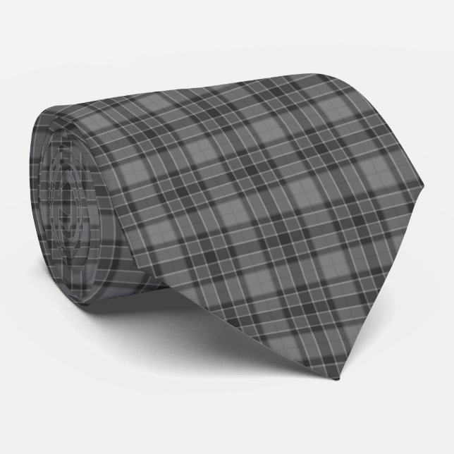 Gravata Gray Plaid Tartan Neck Tie (Rolled)