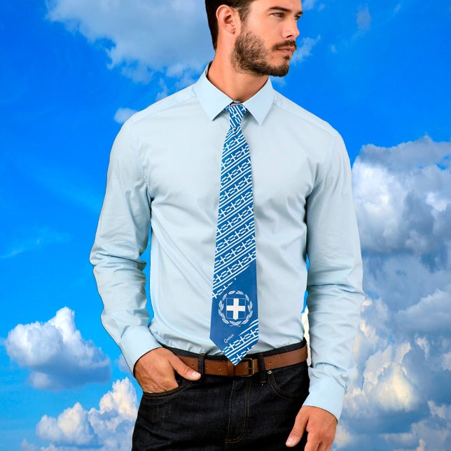 Gravata Grécia Stripes Tie, negócios Grego Moda Bandeira (Criador carregado)