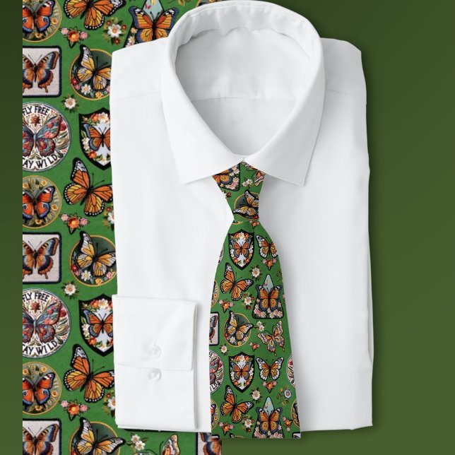 Gravata Green Butterfly Pattern for Nature Lovers (Criador carregado)