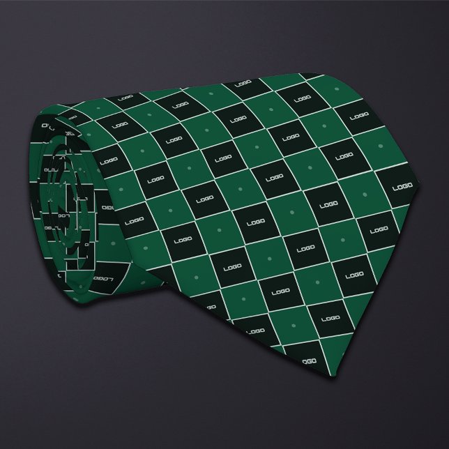 Gravata Green Checkerboard Logo Pattern (Criador carregado)