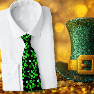 Gravata Green Clover Shamrocks