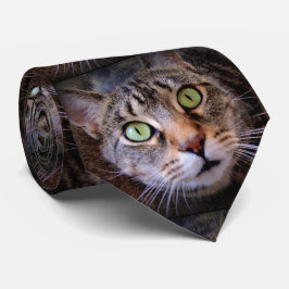 Gravata Green Eyed Tabby Cat Menswear Tie