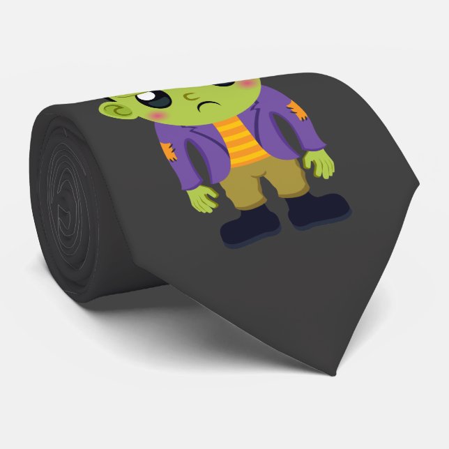 Gravata Green Frankenstein Monster Halloween (Rolled)