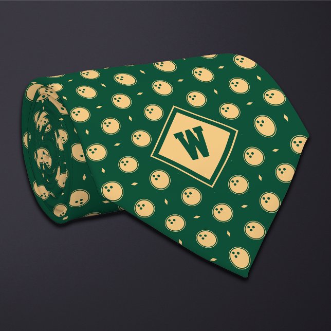 Gravata Green Gold Bowling Ball Icon Necktie (Criador carregado)