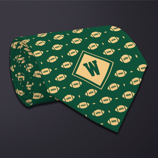 Gravata Green Gold Football Icon Necktie (Criador carregado)
