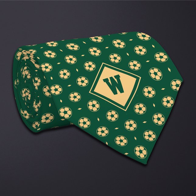 Gravata Green Gold Futbol (Soccer) Ball Icon Necktie (Criador carregado)