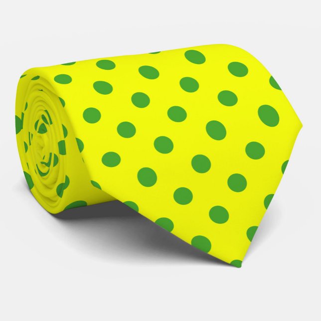 Gravata Green On Yellow Polka Dots Pattern Design  (Criador carregado)
