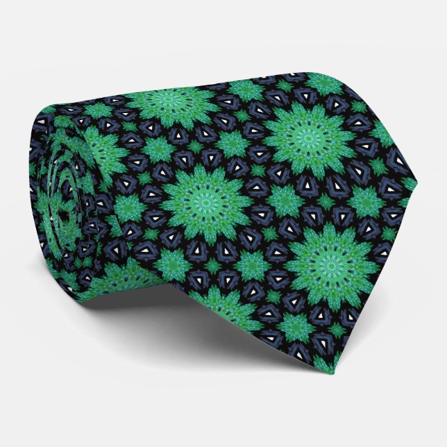 Gravata Green Starburst Neck Tie (Rolled)