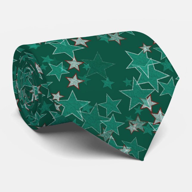 Gravata Green Stars Design (Rolled)