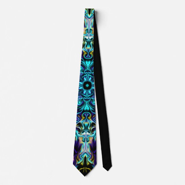 Gravata Green Teal Psychedelic Bohemian Mandala (Frente)