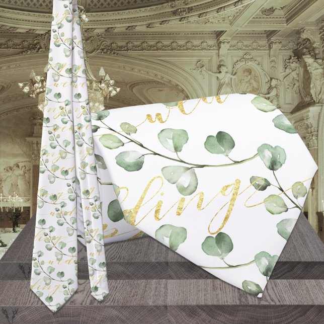 Gravata Greenery Eucalyptus & Rico Dourado Casamento (Criador carregado)