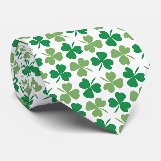 Gravata Greenery Shamrock Pattern Neck Tie (Rolled)