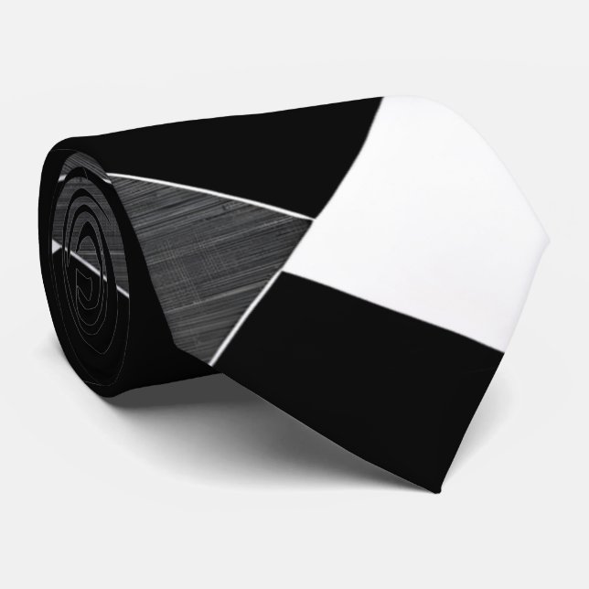 Gravata Grelha Geométrica Monocromática Cinza Branca Preta (Rolled)