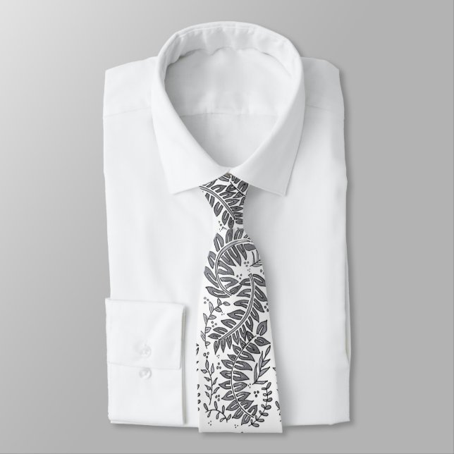 Gravata Grey and White Patterned Necktie (Amarrado)