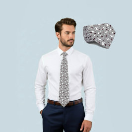 Gravata Grey Geo Star & Triangle Pattern Tie