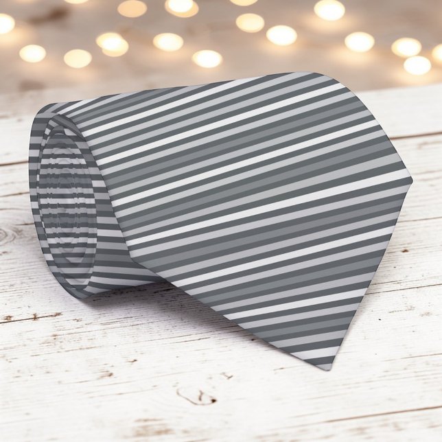 Gravata Grey Gray Color Stripes Necktie (Criador carregado)