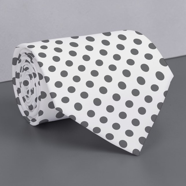 Gravata Grey on White Mini Polka Dots Necktie (Criador carregado)