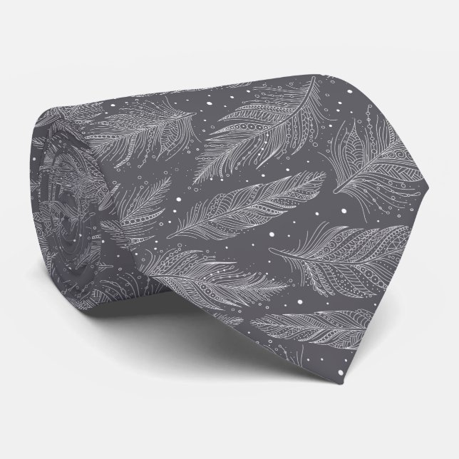 Gravata Grey vintage feather pattern (Rolled)