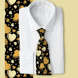 Gravata Gritty Love Corações Ouro