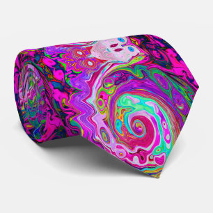 Gravata Groovy Abstrato Retro Magenta Chuva de Cores