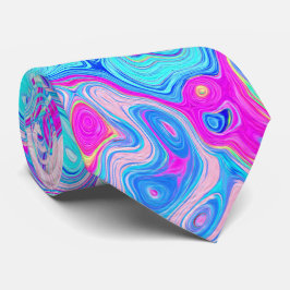 Gravata Groovy Abstrato Retro Robin Ovo Blue Swirl