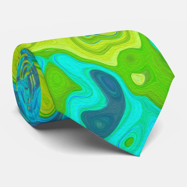 Gravata Groovy Chartreuse e Aquamarine (Rolled)