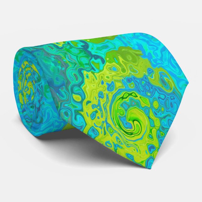 Gravata Groovy Chartreuse e Aquamarine (Rolled)