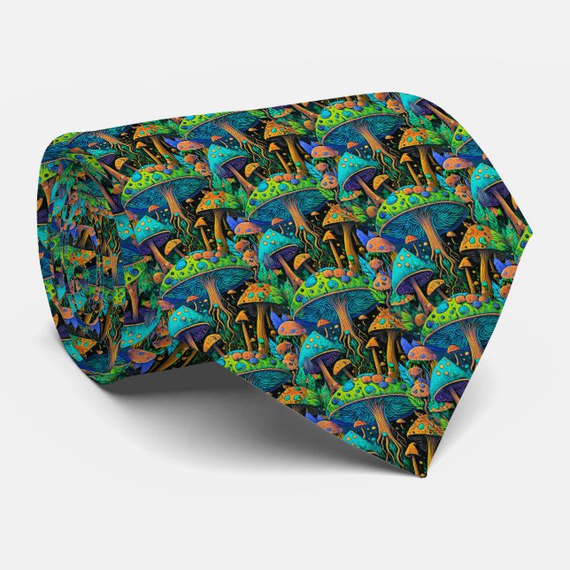 Gravata Groovy Magic Mushroom Retro Tie (Rolled)
