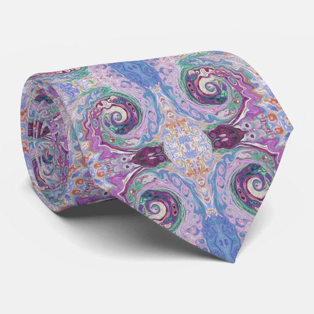 Gravata Groovy Retro Abstrato Redemoinho Roxo e Marrom (Rolled)