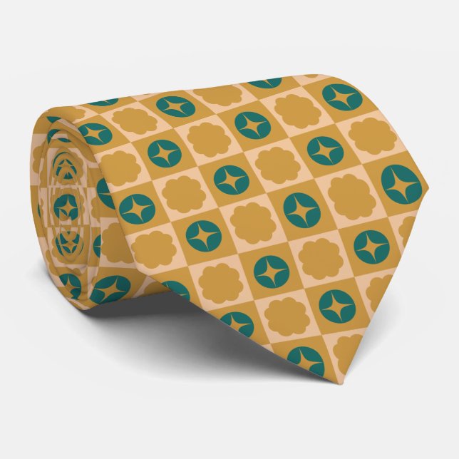 Gravata Groovy Xadrez Retro, Y2K 90s  (Rolled)