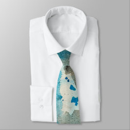 Gravata Grunge Branco Azul e Preto