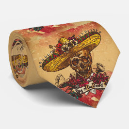 Gravata Grunge,halloween,crânio,chapéu mexicano,dia dos mo