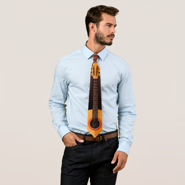 Gravata Guitar Necktie Music-Themed Design versão 1 (In Situ)