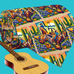 Gravata Guitarra de Coro de Bomba de Óleo do Texas<br><div class="desc">Impressão de violão de cowboy cowboy cowboy no colar Este impressão está disponível em outros itens. Arte por Garota Dançante Design da Loja Rodeo Days</div>
