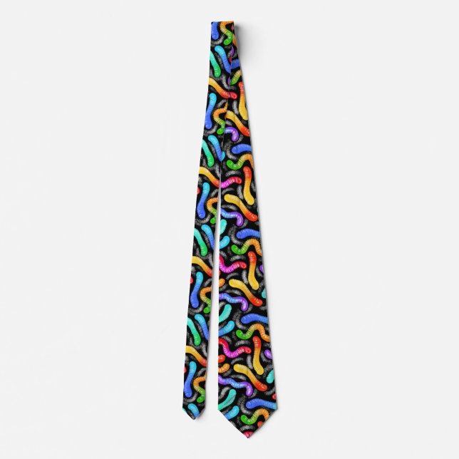 Gravata Gummy Worms Tossed, um doce presente para uma fest (Verso)