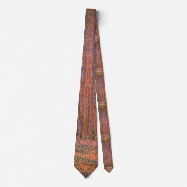 Gravata Gustav Klimt Fir Forest Tannenwald árvores vermelh (Frente)