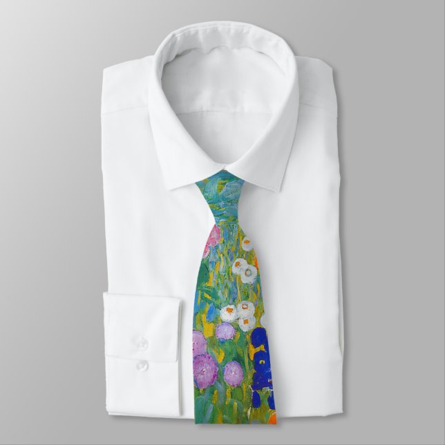 Gravata Gustav Klimt - Jardim Flor (Amarrado)