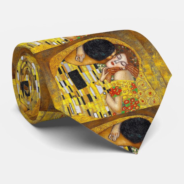 Gravata Gustav Klimt, "O Beijo" ネ ク タ イ (Rolled)