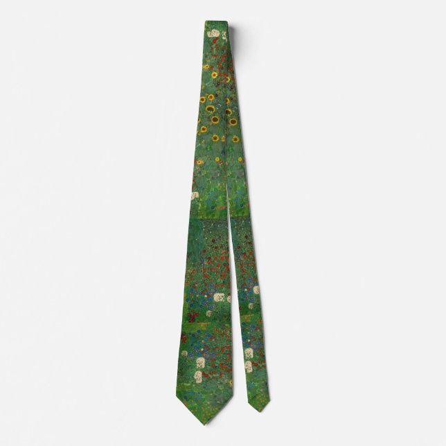 Gravata Gustav Klimts Flower Garden Art Tie (Frente)