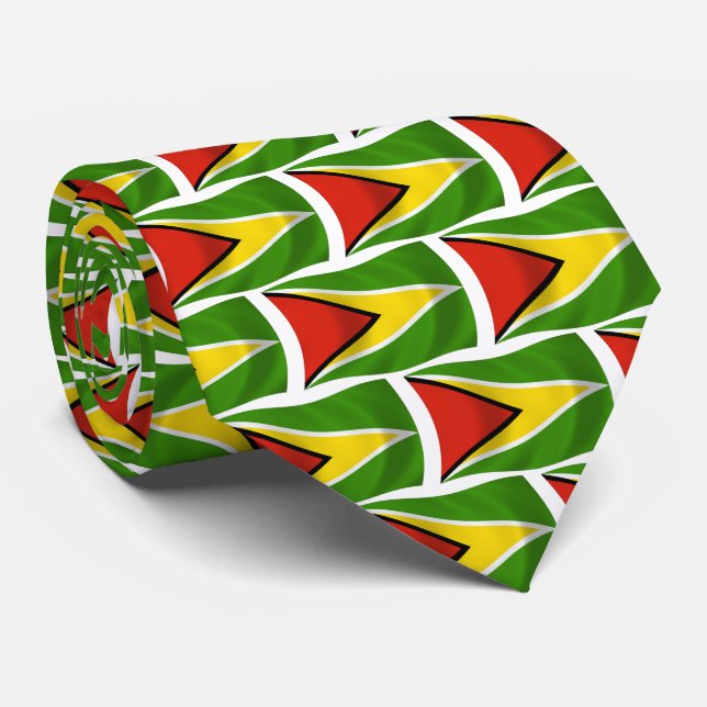 Gravata Guyana Flag Tie (Rolled)