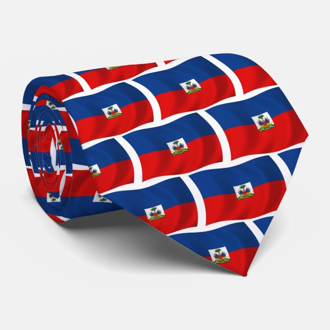 Gravata Haiti Flag Tie (Rolled)