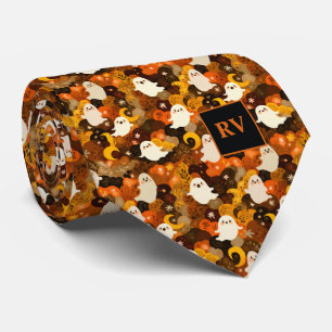 Gravata Halloween Autumn Ghost Monogrammed